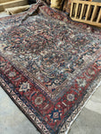 Large Worn Navy Blue Persian Rug / Distressed Antique 9’2 x 11’4 Mahal Rug #4208