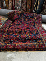 Small Navy Blue Floral Persian Rug #3709