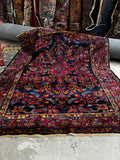 Small Navy Blue Floral Persian Rug #3709
