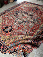 9x11 Antique Persian Heriz Rug with Marigold Yellow #3472