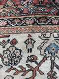 9x12 antique wool rug vegetable dyed ivory Persian.