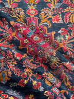 Small Navy Blue Floral Persian Rug #3709