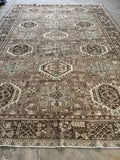 Large Vintage Tribal Rug / 8’5 x 11’7 Gharajeh Heriz Rug #4417