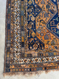 Large Vintage Tribal Wool Rug / 7'4 x10'7 Antique Persian Shiraz Rug #3796