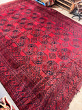 12x15 Palace Size Tribal Vintage Rug / Deep Burgundy Rug #3843