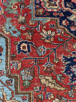 Antique Persian Heriz Rug with French Blue / 6’7 x 9’3 Heriz Rug #4117ML