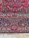Antique Persian Botanical Fuchsia Rug / 10’5 x 13’11 Mashhad Rug #3846