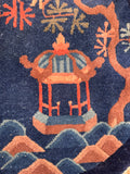 Antique Chinese Art Deco Round Rug, c. 1920s / 2x2 Rug #4599