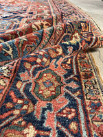 Large Antique Persian Heriz Rug / 8’5 x 12 Rug #2768ML