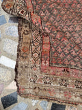 Small Vintage Muted Persian Rug / 3'8 x 5’3 Kurdish Rug #4367