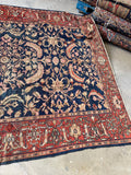7x10 Navy Blue Persian Mahal Rug #4010