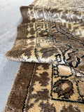 Glowing Neutral Persian Tribal Runner Rug / 3’4 x 11’5 Vintage Geometric Wool Hallway Runner #4502