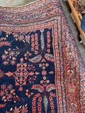 Large Antique Persian Navy Mahal Rug  / 7’7 x 10’  Rug #4382