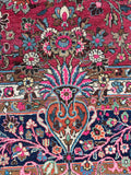 Antique Persian Botanical Fuchsia Rug / 10’5 x 13’11 Mashhad Rug #3846