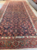 Late 19th Century Palatial Antique Persian Mahal with Navy and Teal / 8'7 x 18'3 Rug #4288
