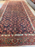 Late 19th Century Palatial Antique Persian Mahal with Navy and Teal / 8'7 x 18'3 Rug #4288