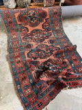 Coral Antique Tribal Persian Rug / 3'2 x 5’4 Rug #4420