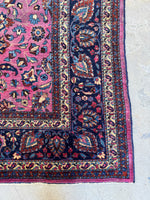 Mauve Pink Persian Mashaad Rug / 7’8 x 10’2 Antique Persian Rug #4003