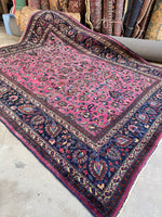 Mauve Pink Persian Mashaad Rug / 7’8 x 10’2 Antique Persian Rug #4003