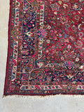Antique Persian Botanical Fuchsia Rug / 10’5 x 13’11 Mashhad Rug #3846