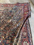 Large Worn Navy Blue Persian Rug / Distressed Antique 9’2 x 11’4 Mahal Rug #4208