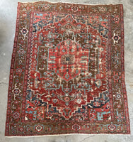 8'7 x 10' Square tribal Serapi rug #2109 / 9x10 Vintage Rug