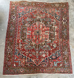 8'7 x 10' Square tribal Serapi rug #2109 / 9x10 Vintage Rug