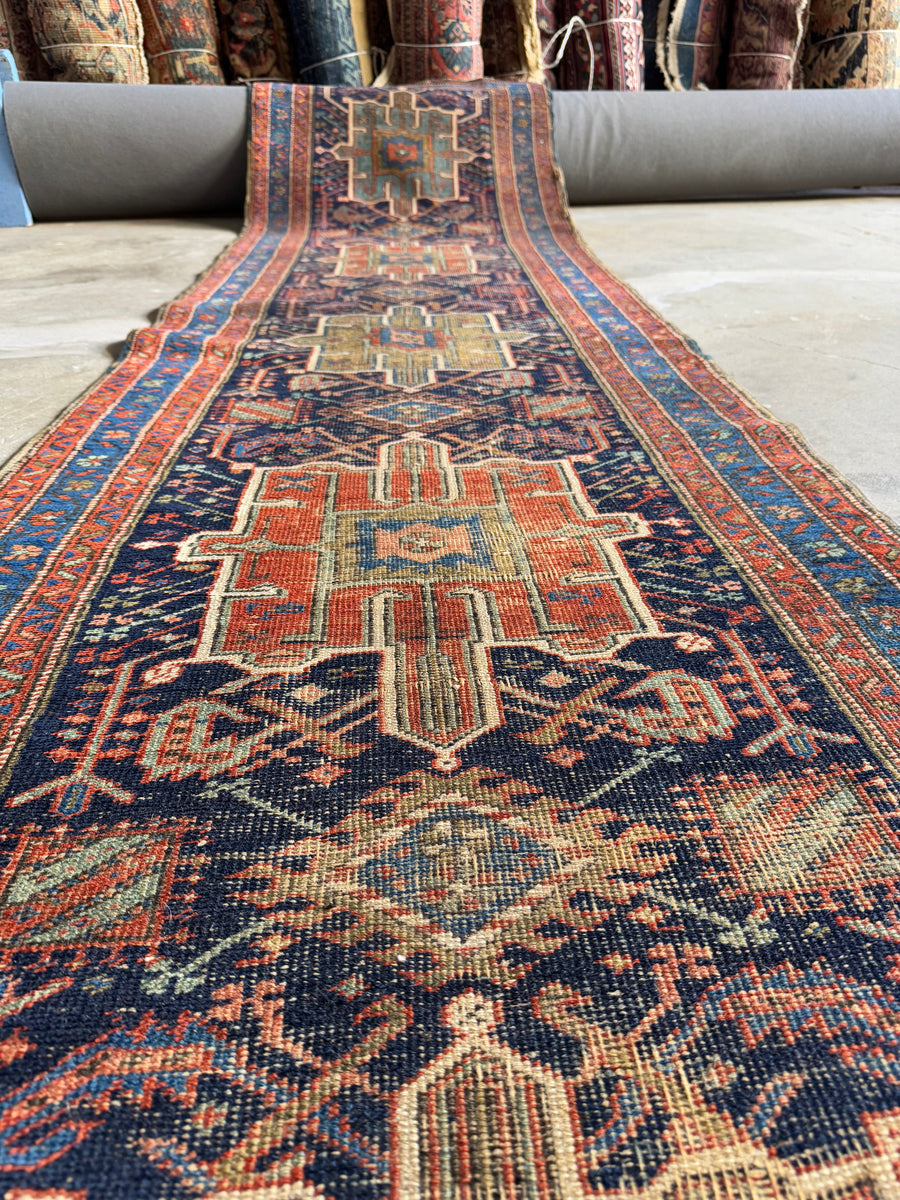 Skinny Narrow Persian Runner / 2’8 x 10’10 Heriz Runner #3662 – Blue ...