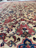 Large Antique Persian Rug / 9’9 x 12’8 Ivory Mahal Rug #4042