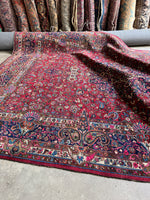 Antique Persian Botanical Fuchsia Rug / 10’5 x 13’11 Mashhad Rug #3846