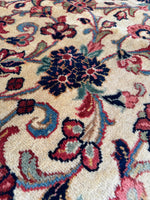 Large Antique Persian Rug / 9’9 x 12’8 Ivory Mahal Rug #4042