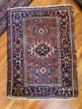 Small Vintage Persian Heriz Rug / 3’2 x 4’4 Rug #3706