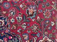 Antique Persian Botanical Fuchsia Rug / 10’5 x 13’11 Mashhad Rug #3846