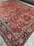 9x11 Floral Persian Heriz Rug / Antique Rug #4129