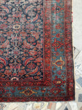 Worn Navy and French Blue Vintage Persian Rug / 3'7 x 6' Malayer Rug #4210