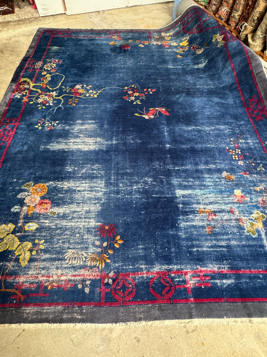 11x14 Antique Blue Chinese Nichols Rug / 11x14 Vintage Rug #3845 – Blue ...