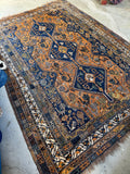 Large Vintage Tribal Wool Rug / 7'4 x10'7 Antique Persian Shiraz Rug #3796