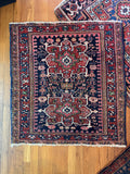 Square Small Navy Persian Tribal Heriz Rug / 3x3 Antique Heriz Rug #3451
