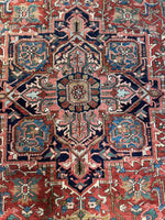 Large Antique Persian Heriz Rug / 8’5 x 12 Rug #2768ML