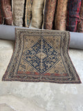 Small Neutral Square Antique Rug / 3’9 x 3’9 Caucasian Rug #4528