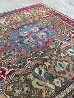 Close up of antique ferahan rug