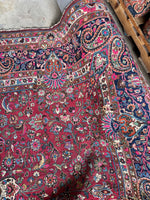 Antique Persian Botanical Fuchsia Rug / 10’5 x 13’11 Mashhad Rug #3846