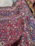 Antique Persian Botanical Fuchsia Rug / 10’5 x 13’11 Mashhad Rug #3846