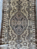 Glowing Neutral Persian Tribal Runner Rug / 3’4 x 11’5 Vintage Geometric Wool Hallway Runner #4502