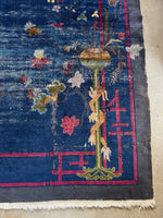 11x14 Antique Blue Chinese Nichols Rug / 11x14 Vintage Rug #3845