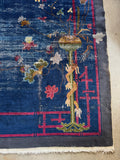 11x14 Antique Blue Chinese Nichols Rug / 11x14 Vintage Rug #3845