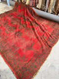9x11 Worn Red Vintage Rug / Distressed Rug / Turkish Oushak Rug #JLH