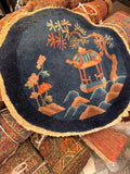 Antique Chinese Art Deco Round Rug, c. 1920s / 2x2 Rug #4599