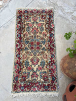 Floral Vintage Persian Rug / 2'1 x 4'4 Plush Vintage Kerman Rug #3183