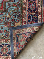 Antique Persian Heriz Rug with French Blue / 6’7 x 9’3 Heriz Rug #4117ML